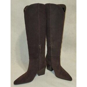 ALDO Kaely Dark Brown Suede‎ Western Knee-High Boots Women's Size 6.5